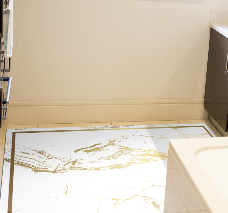 Vinylový koberec s textúrou z bieleho a zlatého mramoru - Tenstickers