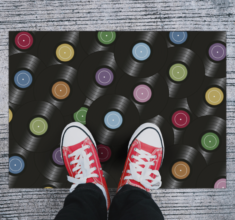 Vinylový koberec s vinylovou platňou a vintage kobercom - Tenstickers