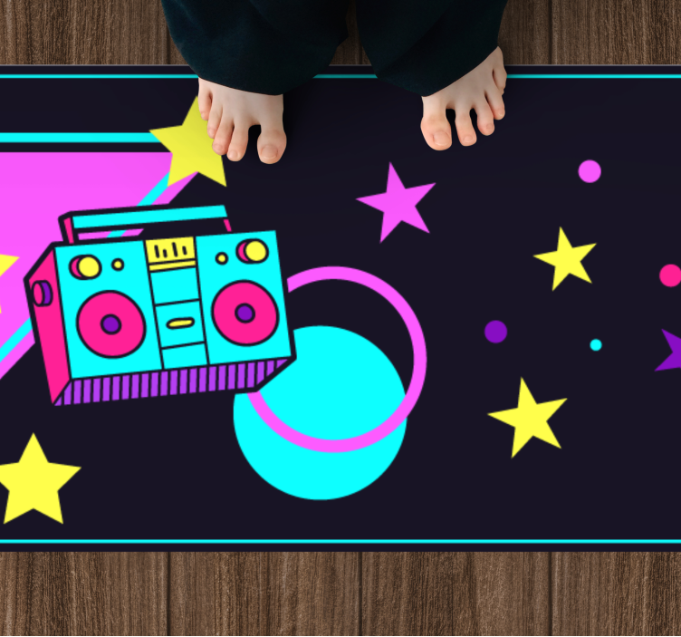 Vinylový koberec vintage farebná grafika boombox - Tenstickers