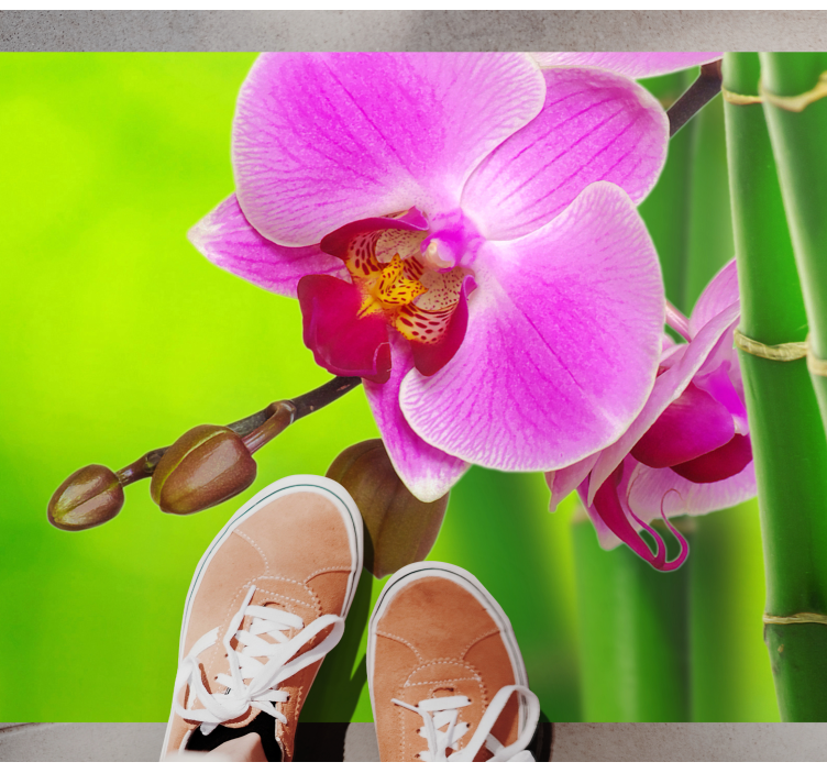 Orchideový a bambusový kvetinový vinylový koberec - Tenstickers