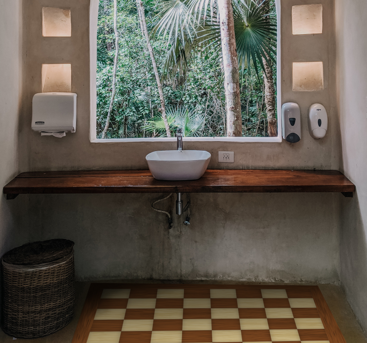 vinylový koberec do kúpelne šachovnica - Tenstickers