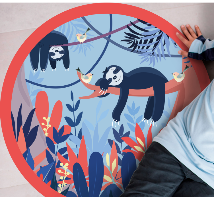 vinylový koberec zvierací vzor scéna z leňochodov v džungli - Tenstickers