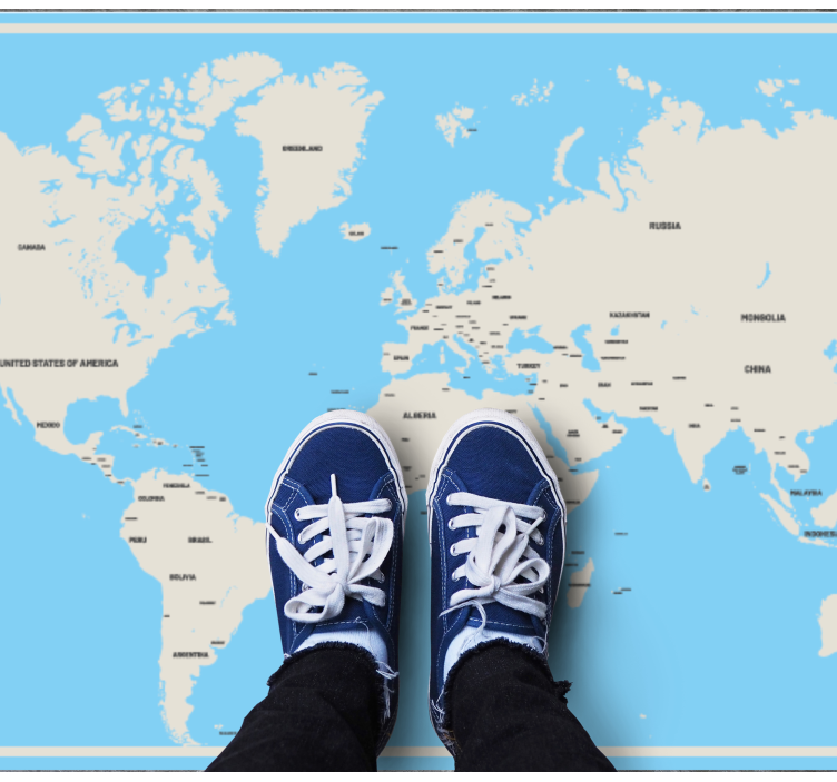 vinylový kvoberec s mapou sveta globálny jednoduchý dizajn - Tenstickers