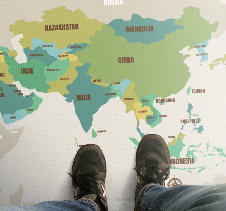 vinylový kvoberec s mapou sveta kartografický dekor - Tenstickers