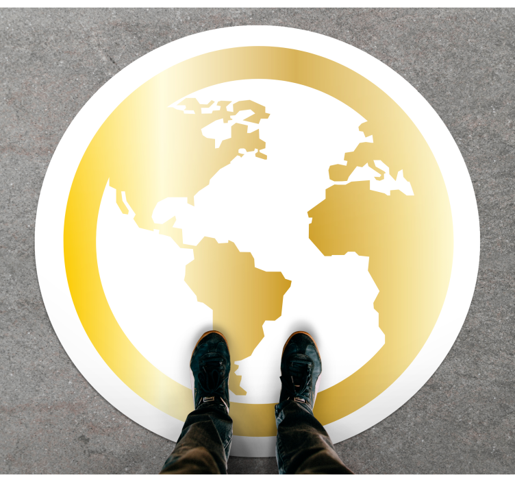 vinylový kvoberec s mapou sveta motív zlatého glóbusu - Tenstickers