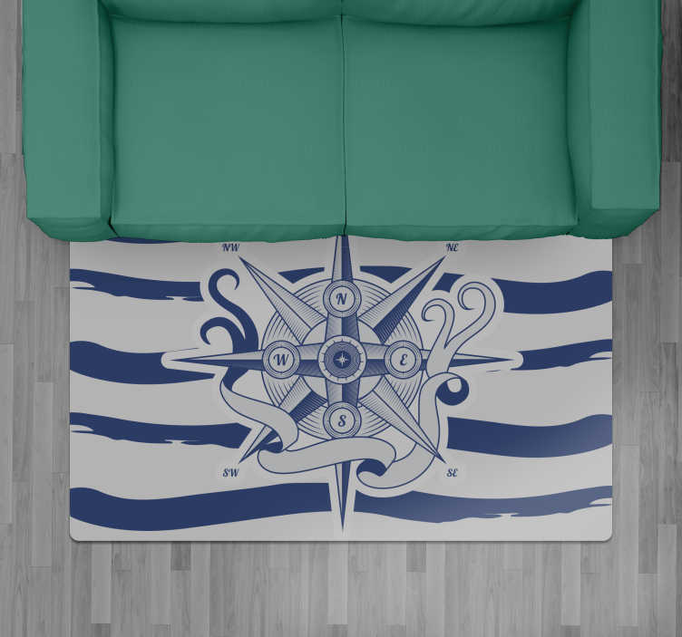 vinylový kvoberec s mapou sveta námorný kompas - Tenstickers