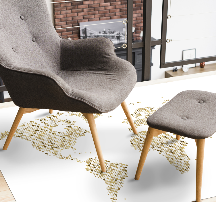 vinylový kvoberec s mapou sveta obrys zlatej mapy - Tenstickers