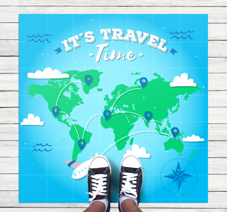 vinylový kvoberec s mapou sveta prieskum mapy sveta - Tenstickers