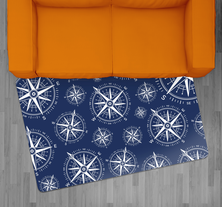 vinylový kvoberec s mapou sveta vzor námorného kompasu - Tenstickers