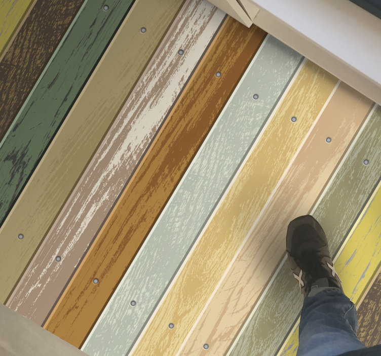 Vyblednuté farebné chodby na chodbe z farebného dreva - Tenstickers