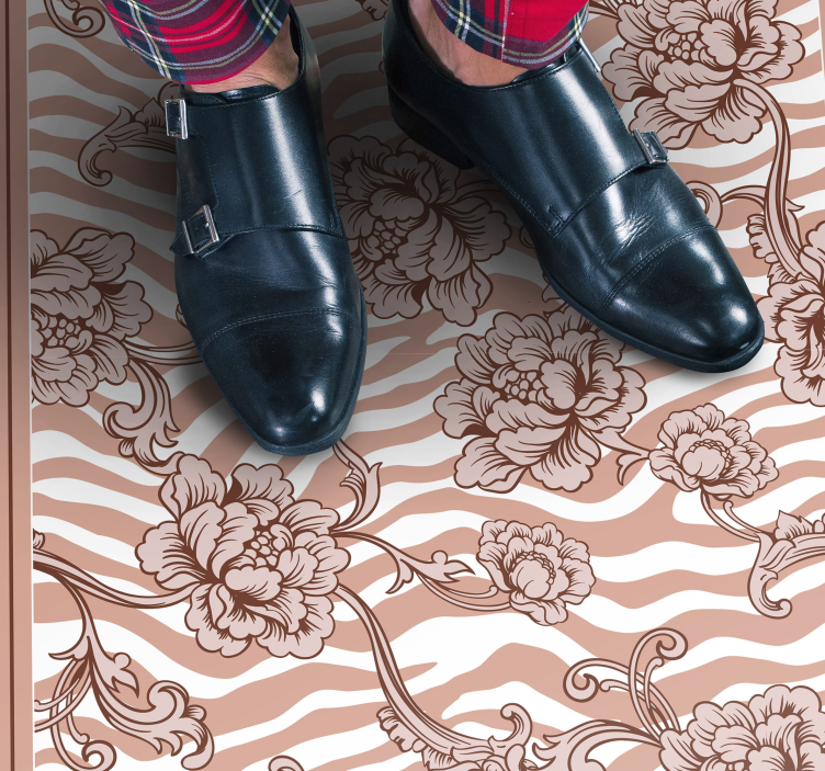 vinylový koberec do spálne kvetinová fúzia zebry - Tenstickers