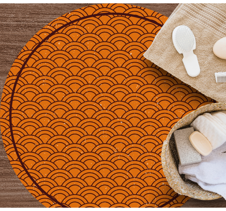 okrúhly vinylový koberec oranžový vlnový vzor - Tenstickers