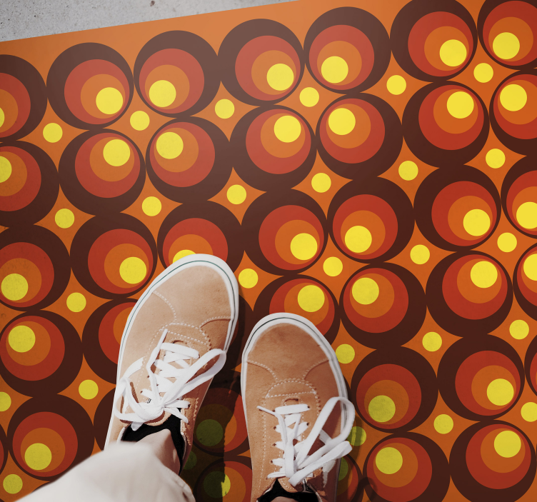 vzorovaný vinylový koberec retro kruhové vzory - Tenstickers