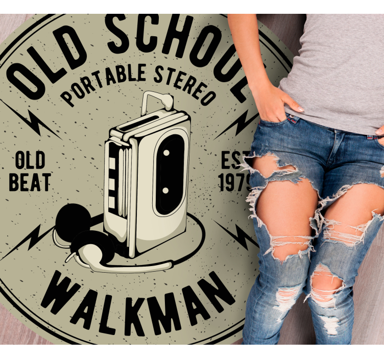 Vinylový koberec vintage retro prenosné stereo - Tenstickers