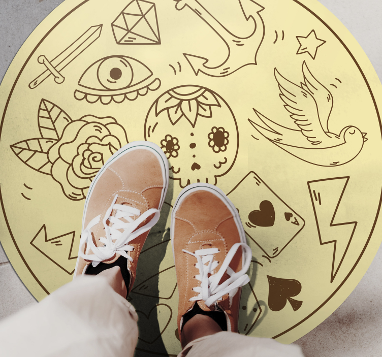 vinylový koberec pre mládež tetovacie symboly - Tenstickers