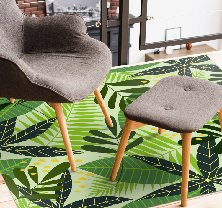 Zelené listy kvetinový dizajn koberca - Tenstickers