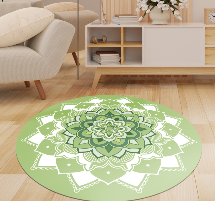 Zelený kvetinový mandala vinyl koberec - Tenstickers