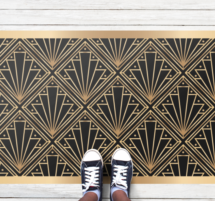 Zlaté a čierne deko koberčeky so štvorcovým vzorom - Tenstickers