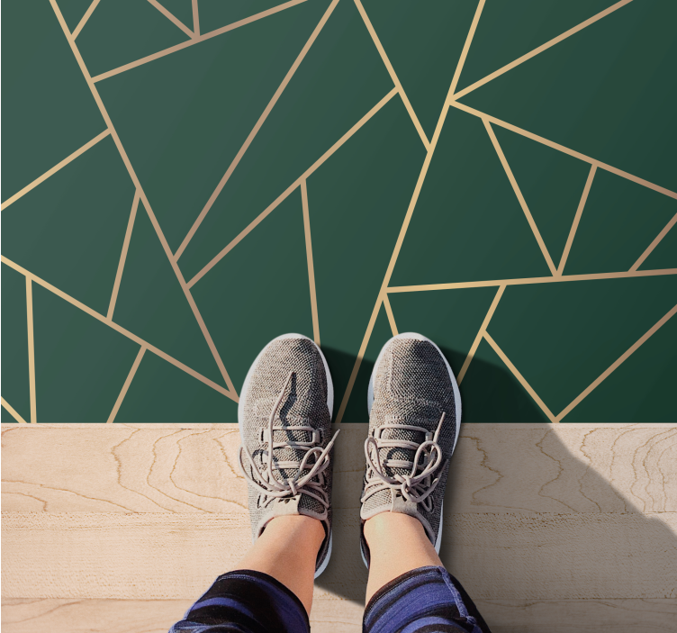 Zlaté čiary fľaša zelené pozadie moderný koberec - Tenstickers