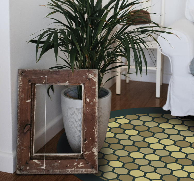 žlté kamene v zelenom betónovom modernom koberci - Tenstickers