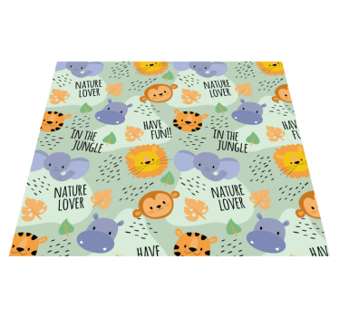 Rôzne vinylové koberce pre deti zelené jungle zvieratká - Tenstickers
