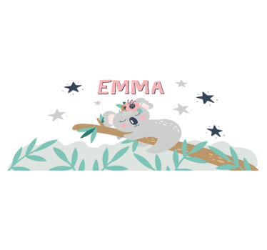 Detský vinylový koberec roztomilý koala pre dievča s menom - Tenstickers