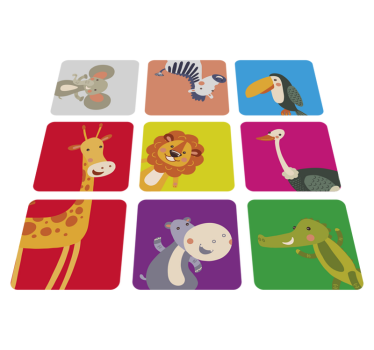 Detský vinylový koberec farebné dlaždice so zvieratkami - Tenstickers