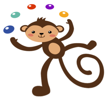 Detský vinylový koberec s žonglujúcou opicou - Tenstickers