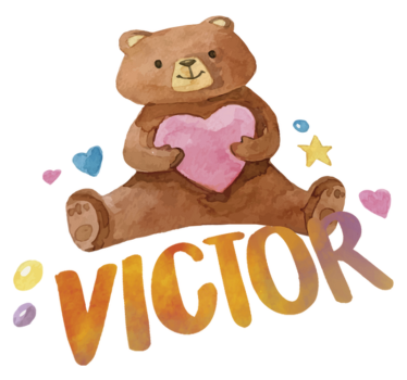 Detský vinylový koberec s plyšovým medvedíkom srdcom - Tenstickers