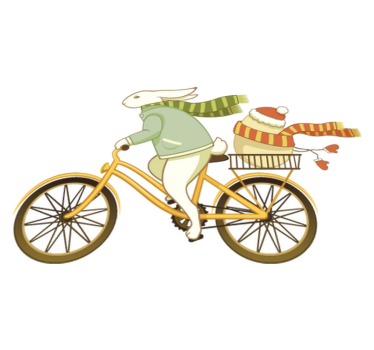 Detský vinylový koberec zajko na bicykli - Tenstickers