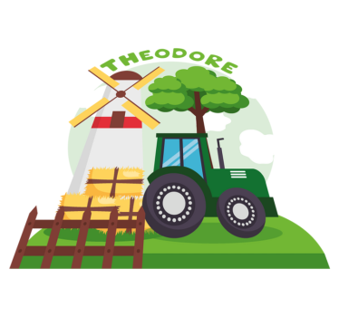 Detský vinylový koberec zelený traktor s kopcom a oblakmi - Tenstickers