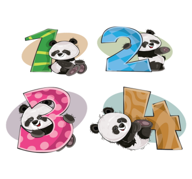 Detský vinylový koberec 4 pandy - Tenstickers
