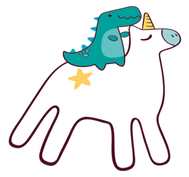 Detský vinylový koberec s motívom jednorožca a dinosaura - Tenstickers