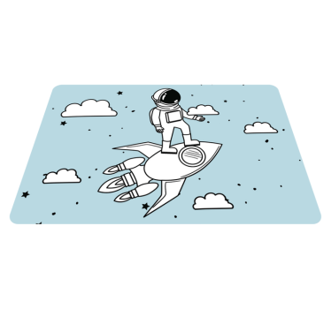 Detský vinylový koberec s raketou astronautom a hviezdami - Tenstickers