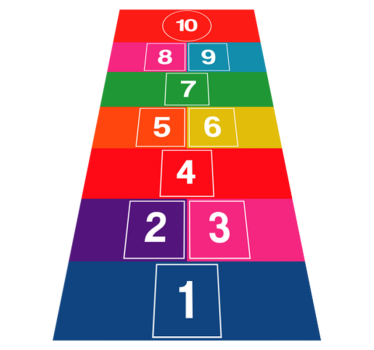 Farebné hopscotch vinyl koberec hra - Tenstickers