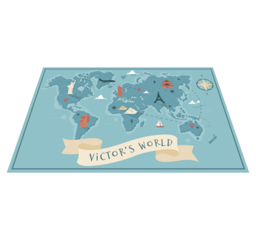 Vtipný vinyl koberec mapa sveta s menom - Tenstickers