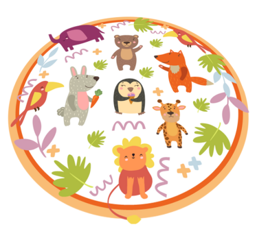 Roztomilé kreslené zoo zvieratá zvieracia podložka - Tenstickers