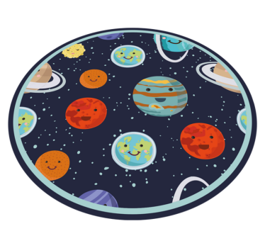 Detský vinylový koberec s úsmevom na planéte slnečnej sústavy - Tenstickers