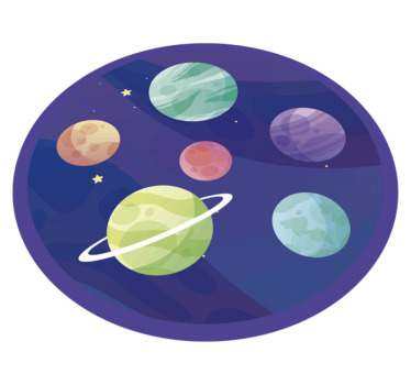 Vinylový koberec rôzne planéty galaxie deti vinylový koberec - Tenstickers