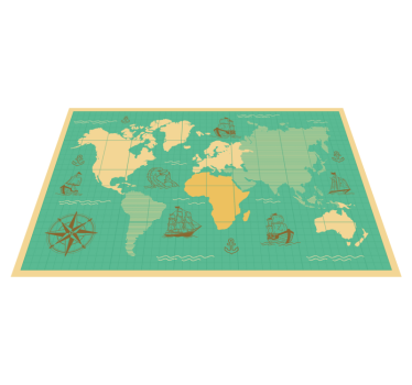 Mapa sveta s vinylovým kobercom člnov - Tenstickers