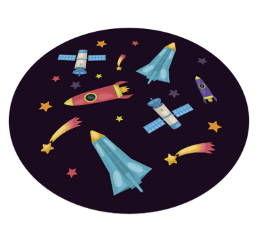 Vesmírne rakety planéty detský vinylový koberec - Tenstickers