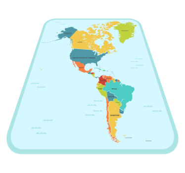 Amerika v strede vinylová mapa kobercov - Tenstickers