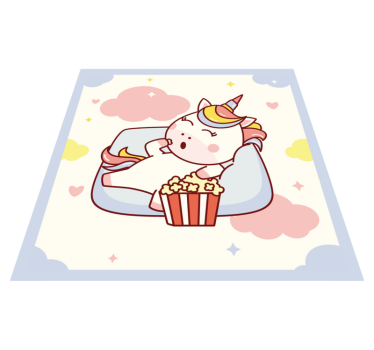 detský vinylový koberec relax kino jednorožec - Tenstickers