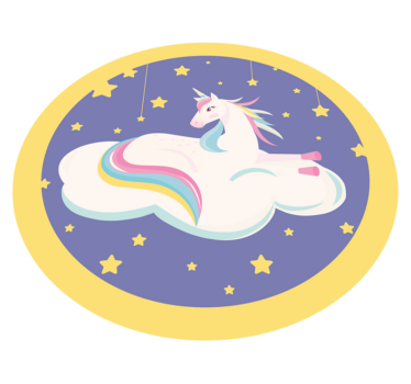 Jednorožec ležiaci na oblaku zvieracej podložky - Tenstickers