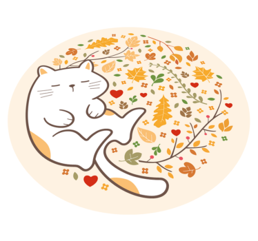 rôzne vinylové koberce pre deti jesenné ilustrácie mačky - Tenstickers