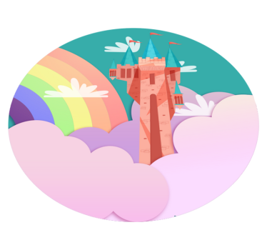 Ružový magický hrad princezná detský vinylový koberec - Tenstickers