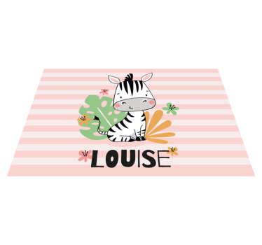 Krásna zebra pre deti s menom vinylový koberec - Tenstickers