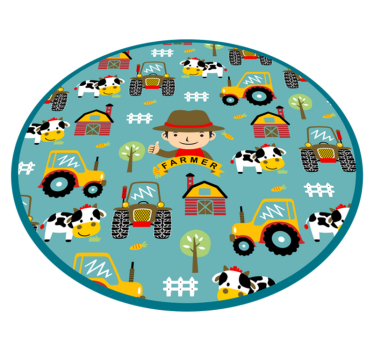 Farmár, zvieratá a traktor kruh zvieracia rohož - Tenstickers