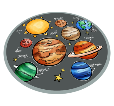 Planéty a mená detský vinylový koberec - Tenstickers