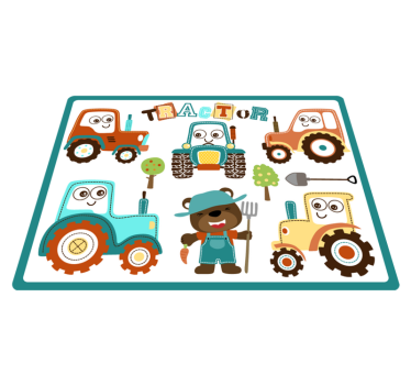 detský vinylový koberec animované traktory - Tenstickers